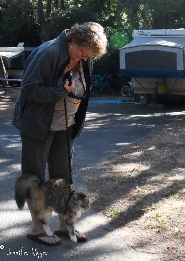 When she feels insecure, she stands on Kate's feet.