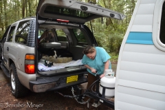 Back at the ranch, Kelly was hooking up her new Retro trailer.