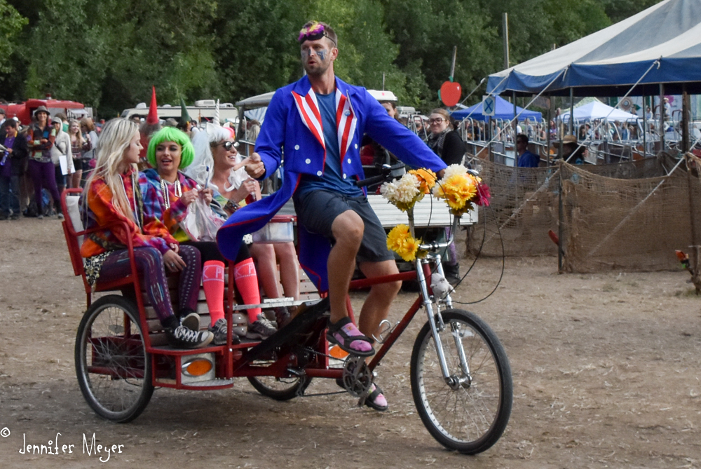 Riding back to the car in style.
