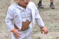 How did this kid's clothes stay relatively white all day?