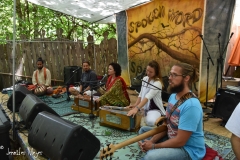 Karnamrita Dasi was playing at the Spirit Tower.