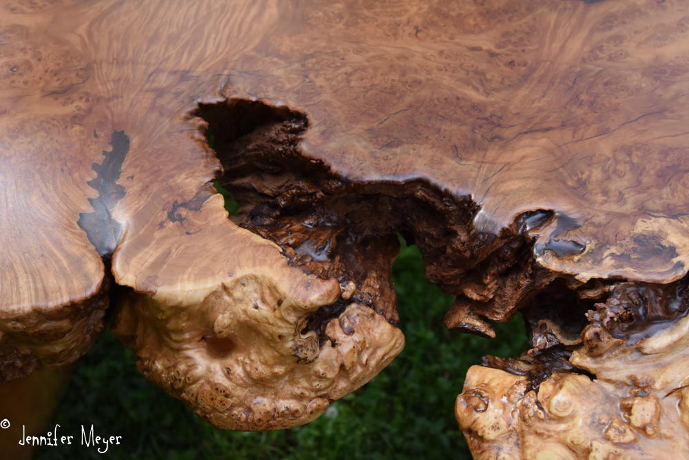 Polished burl.
