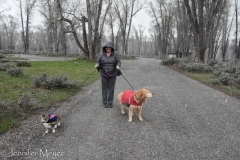 We took the kids out for a walk.