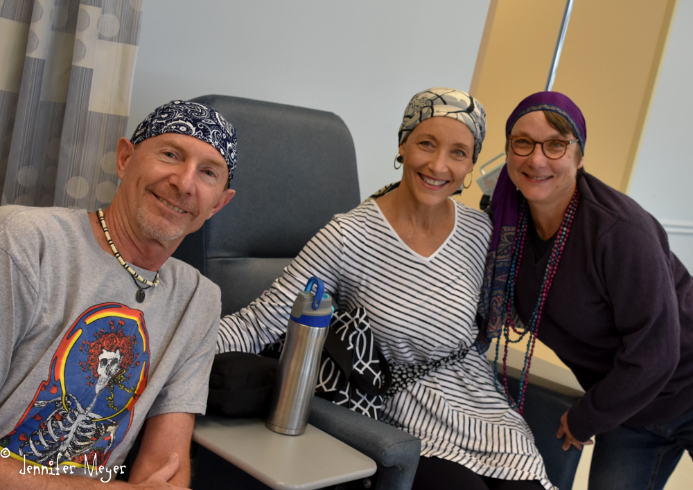 We all wore scarves to the cancer center.