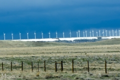 Windmills in a dark sy.