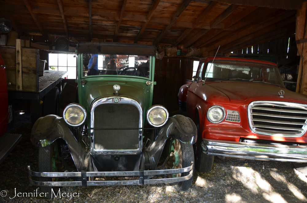 A very old Dodge and a Studebaker.