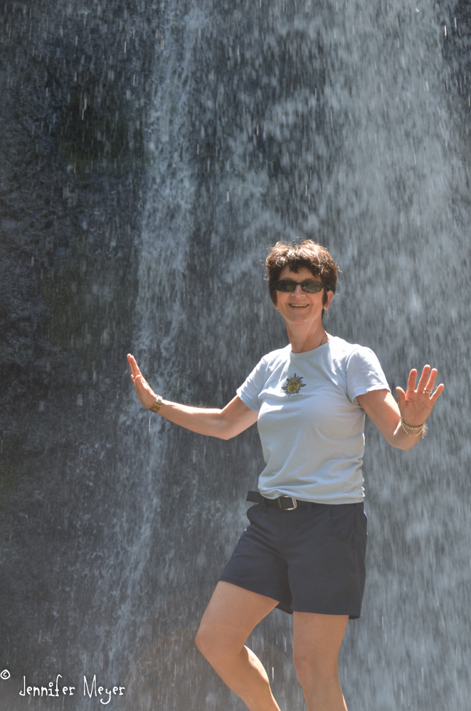 We hiked to a waterfall.