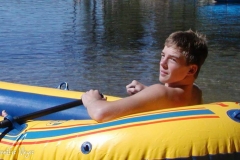 Nate paddling on Waldo Lake.