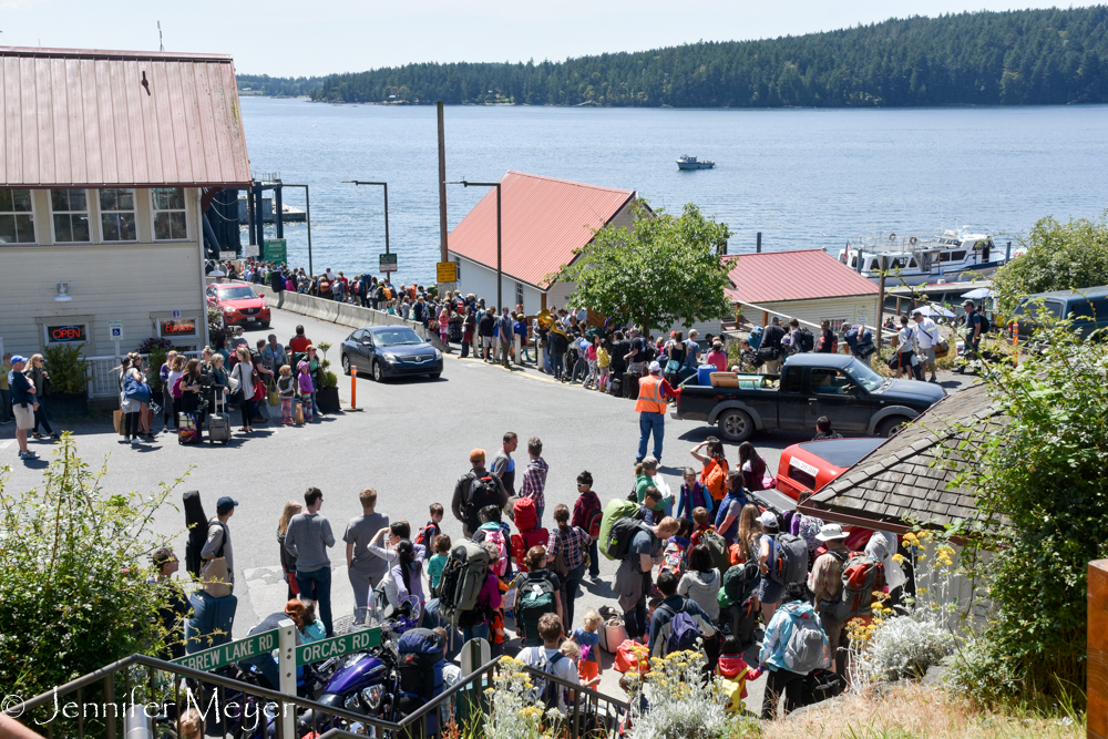 There were hundreds lined up for the ferry back to Anacortes.