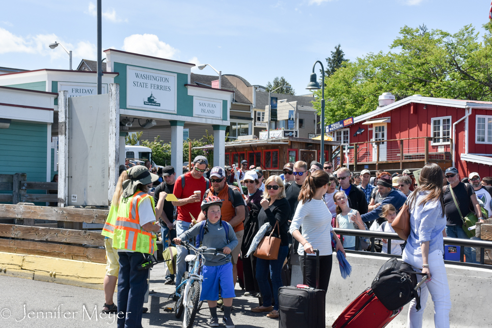 Friday Harbor crowds to leave the island.
