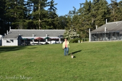 Nice lodge buildings and game lawn.