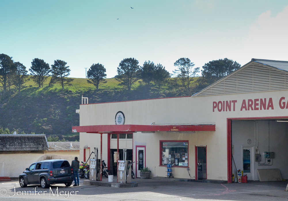 It's got a gas station/garage.