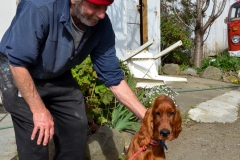 Fisherman with his Irish Setter pup named Neuman (after Paul).