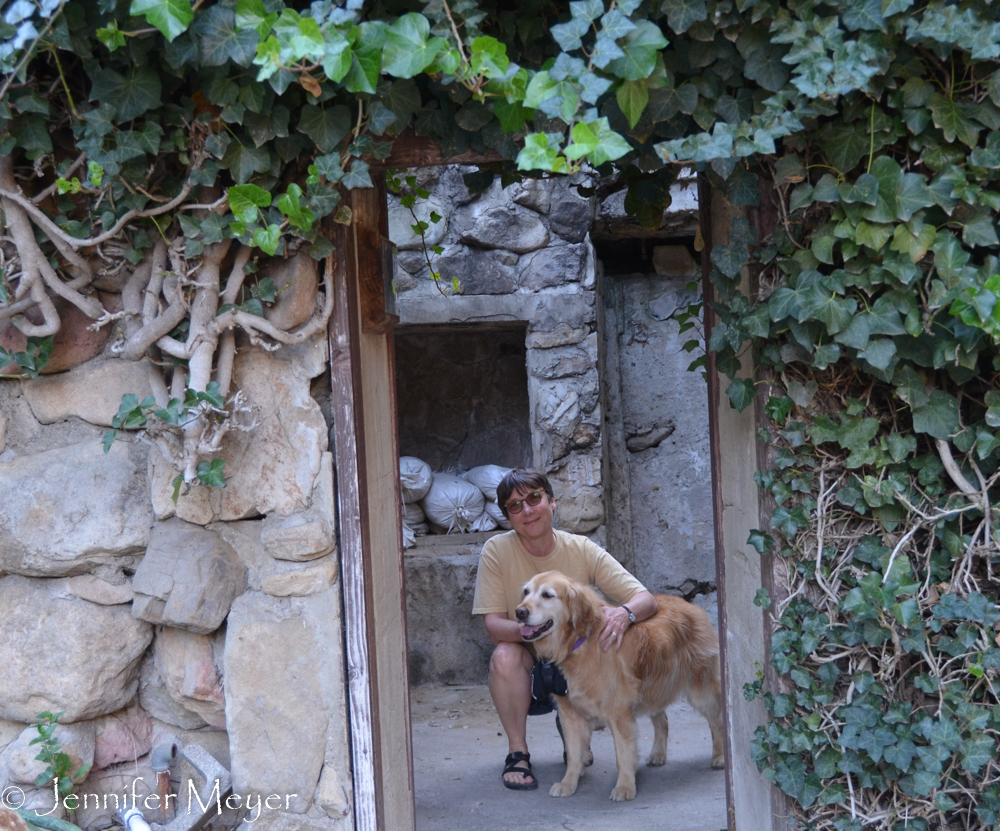 The roof collapsed, but the rest remains.