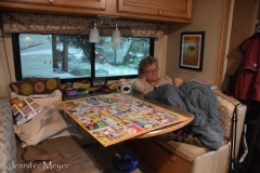 A perfect day to read and work on a puzzle.