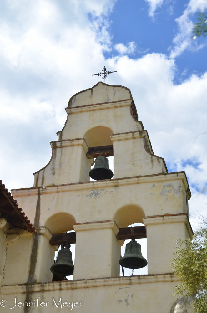 The bell tower was filmed in Hitchcock's "Vertigo."