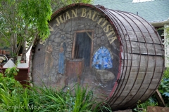Decorated wine barrel.