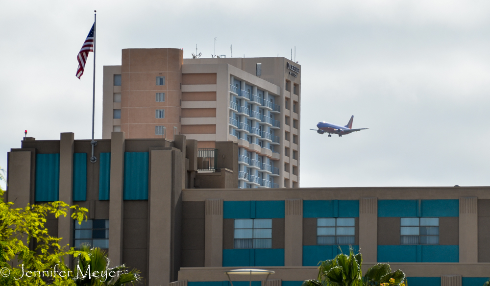 In San Diego, the planes fly so close to buildings into the downtown airport.