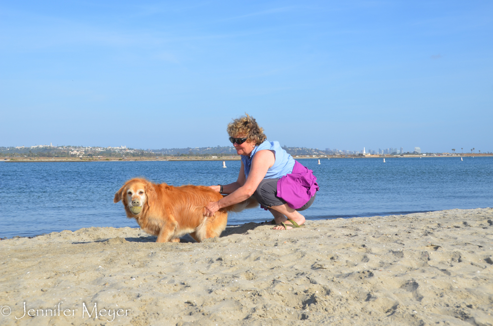 Bailey was so happy that this beach was right across the street from us.