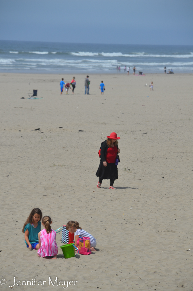 Lots of people on the beach.