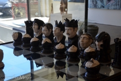 Interesting chess set in a gallery.