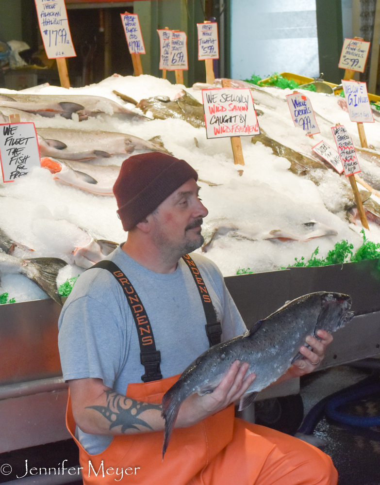 I didn't catch any fish-tossing photos but this guy offered to pose with one.