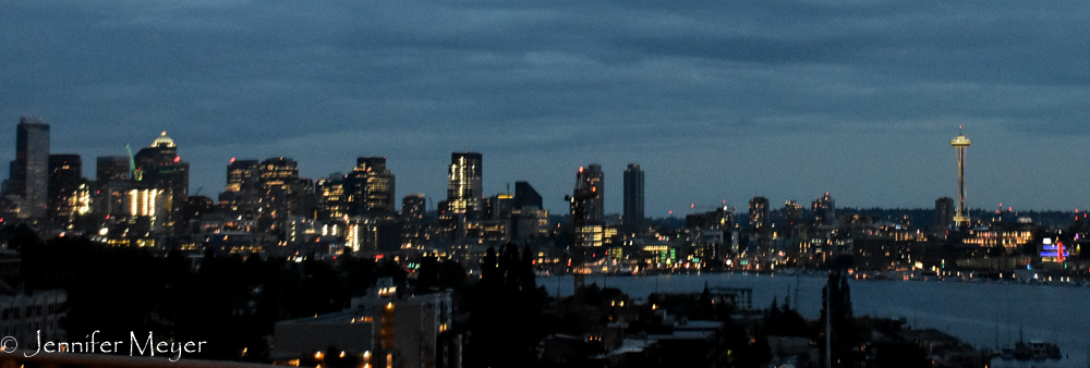 Skyline coming back over the bridge.