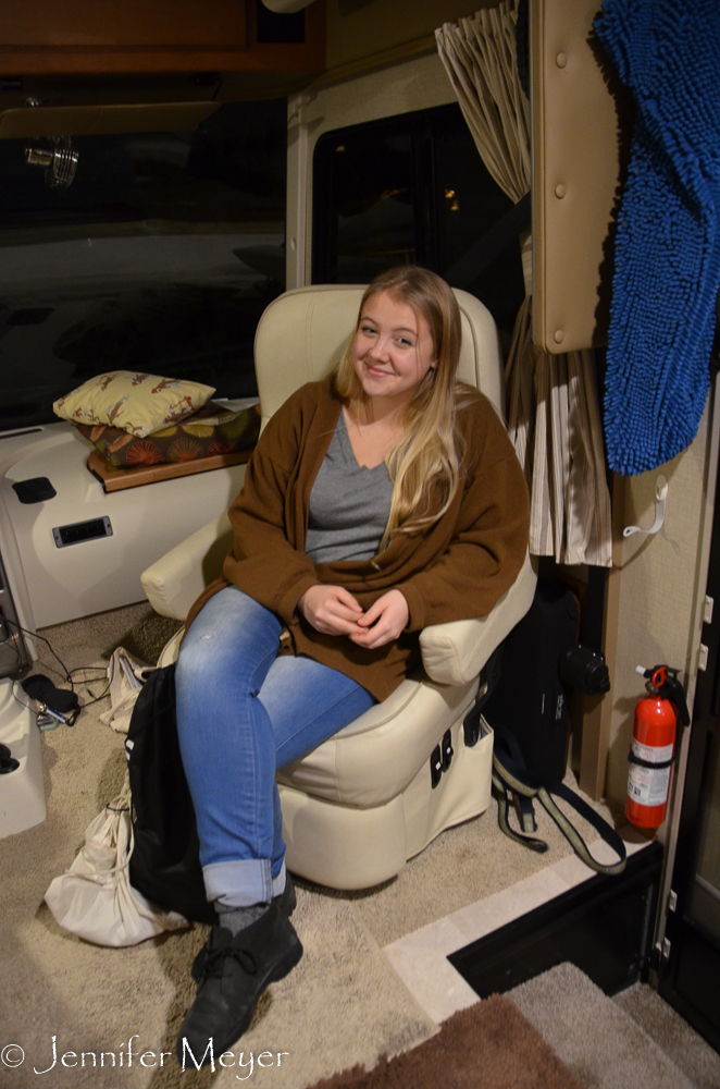 Then we brought Aly back to the RV to spend the night.