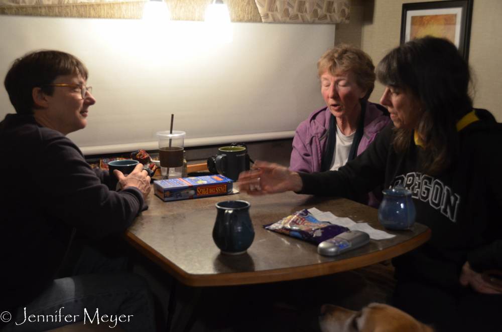 After dinner, a game of Pass the Pigs.