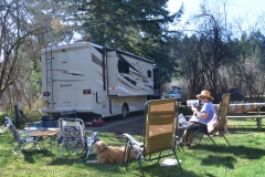 Enjoying a sunny morning at our campsite.