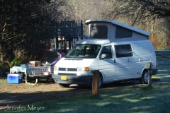 Anita and Hilary were freezing in their camper  van.