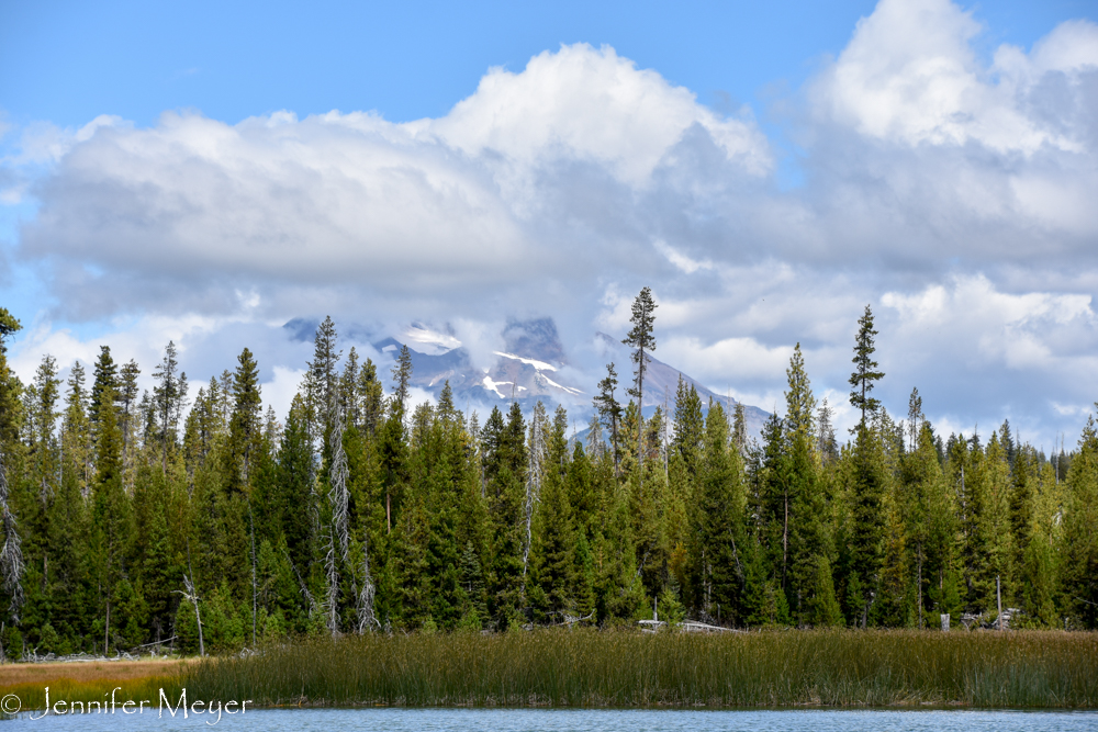 A shrouded, cloudy South Sister.