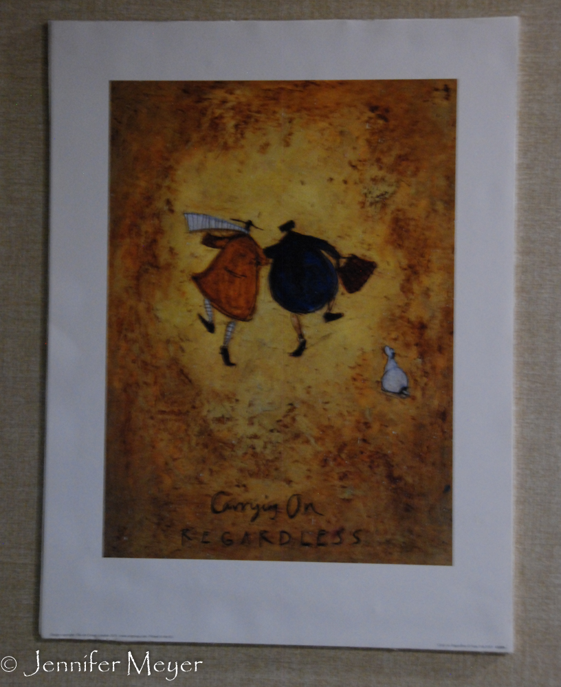 A Sam Toft poster: "Carrying On Regardless."