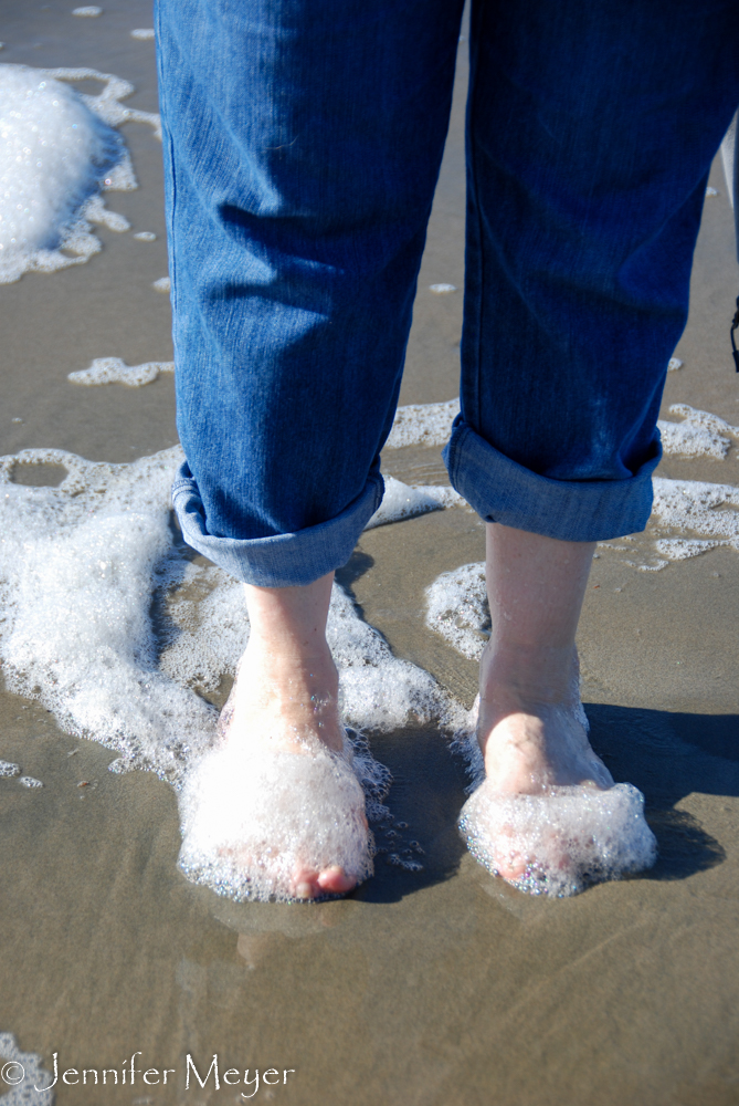 Foamy feet.