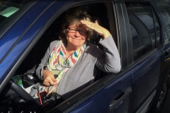 Kate enjoys a bit of sun on the ferry ride.
