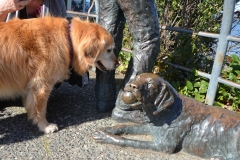 Bailey wasn't sure what to make of the bronze dog.