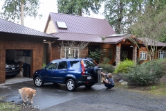 Back at Claire and Marsha's, we cleaned the CRV. I vacuumed years of pretzles and dog hair out of her.