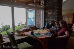 Hanging out over breakfast before we leave.