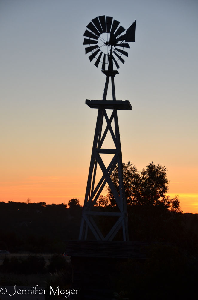 Windmill sunset.