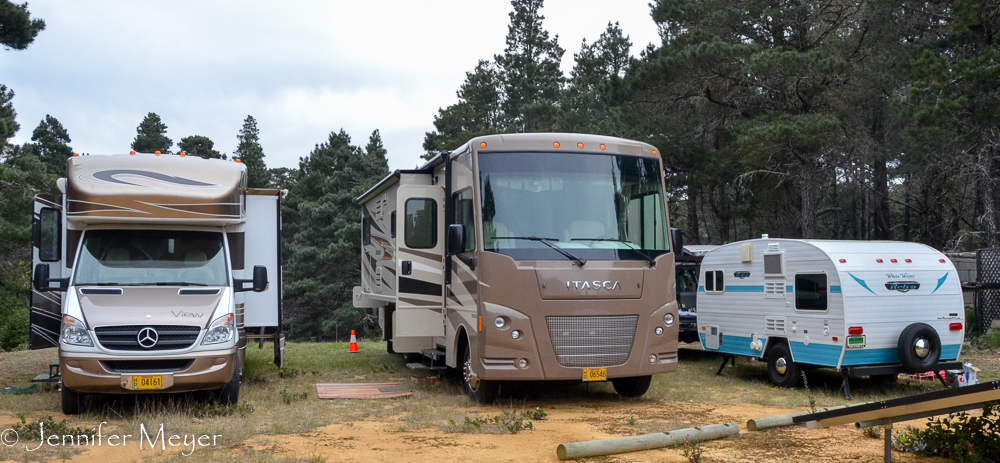 We parked up on the meadow above the cabins.