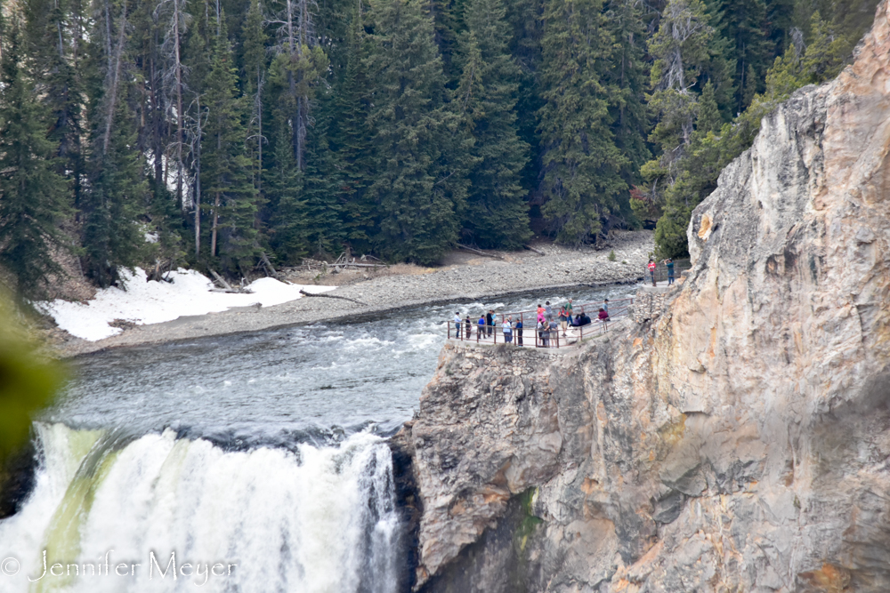 Hikers at the top of the falls.