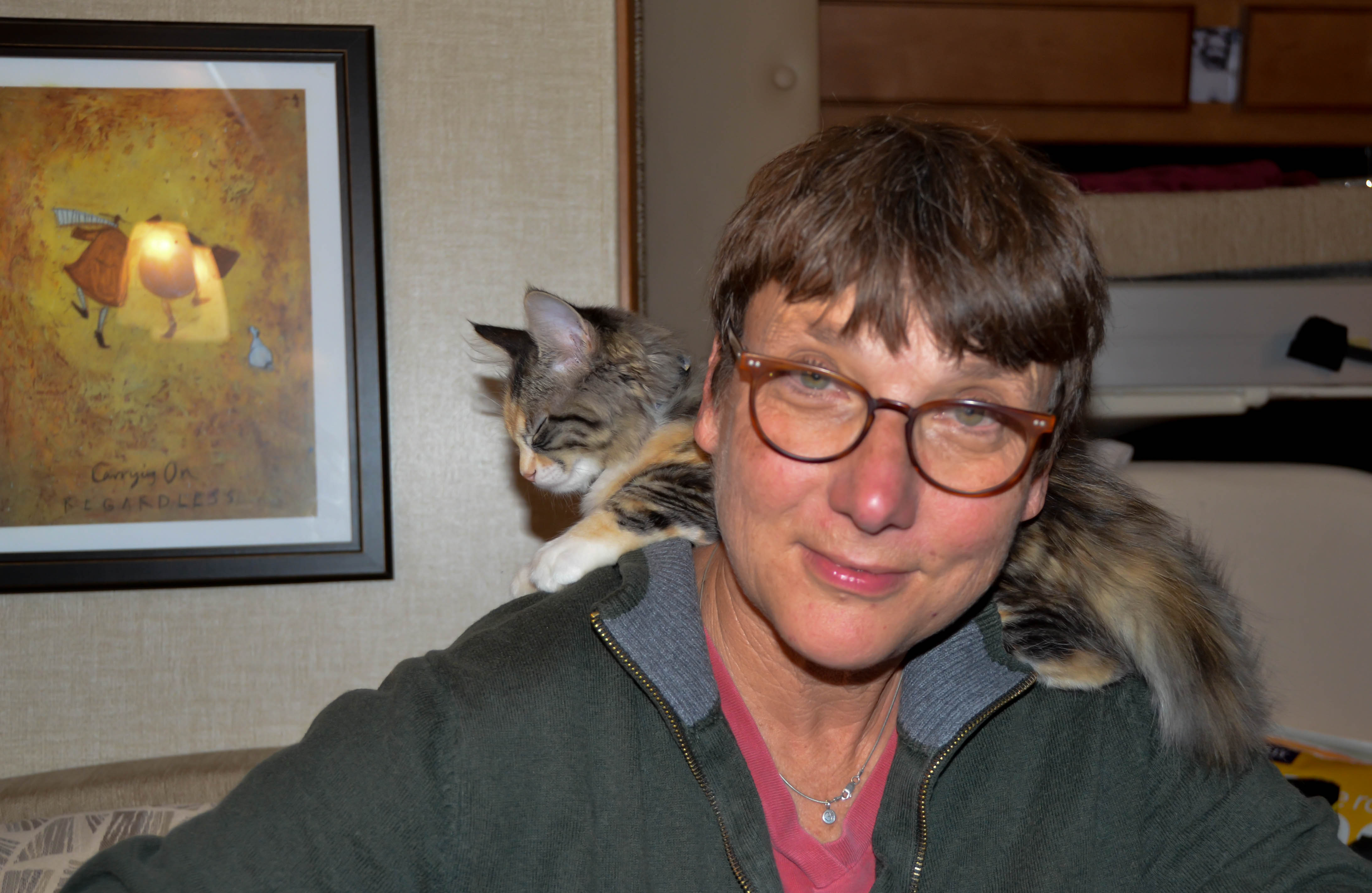 She's taken to shoulders lately.