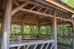 Even outdoor shelters are elaborately decorated with branches and twigs.