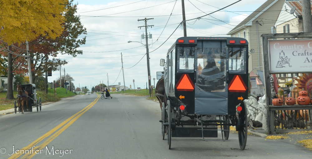 And buggies (and old woman on scooter) in front of us.