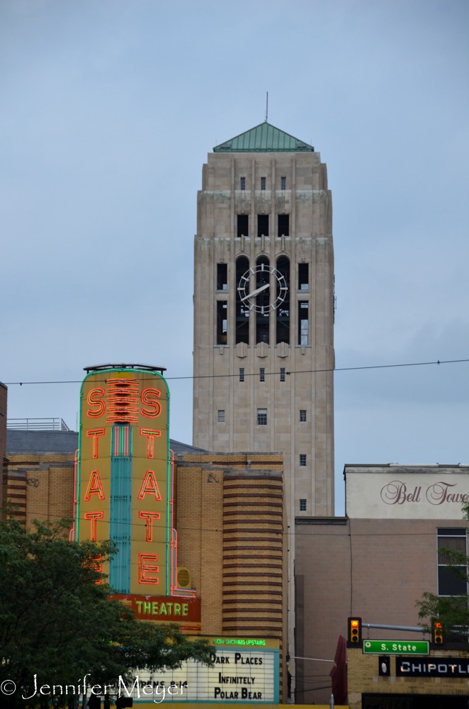 State Theater and the bell tower.