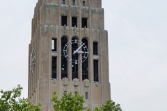 The famous campus bell tower chimes every 15 minutes.
