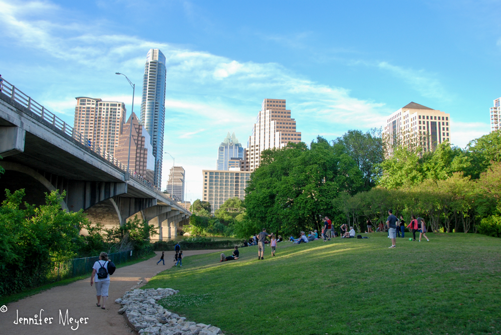 The evening Marsha flew in, we took her to the park under Congress Avenue Bridge.