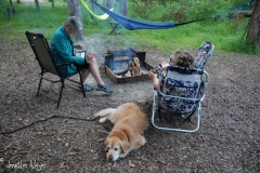 Enjoying a quiet campfire.