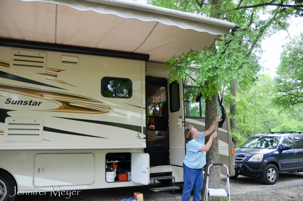 A little trimming required for the awning.