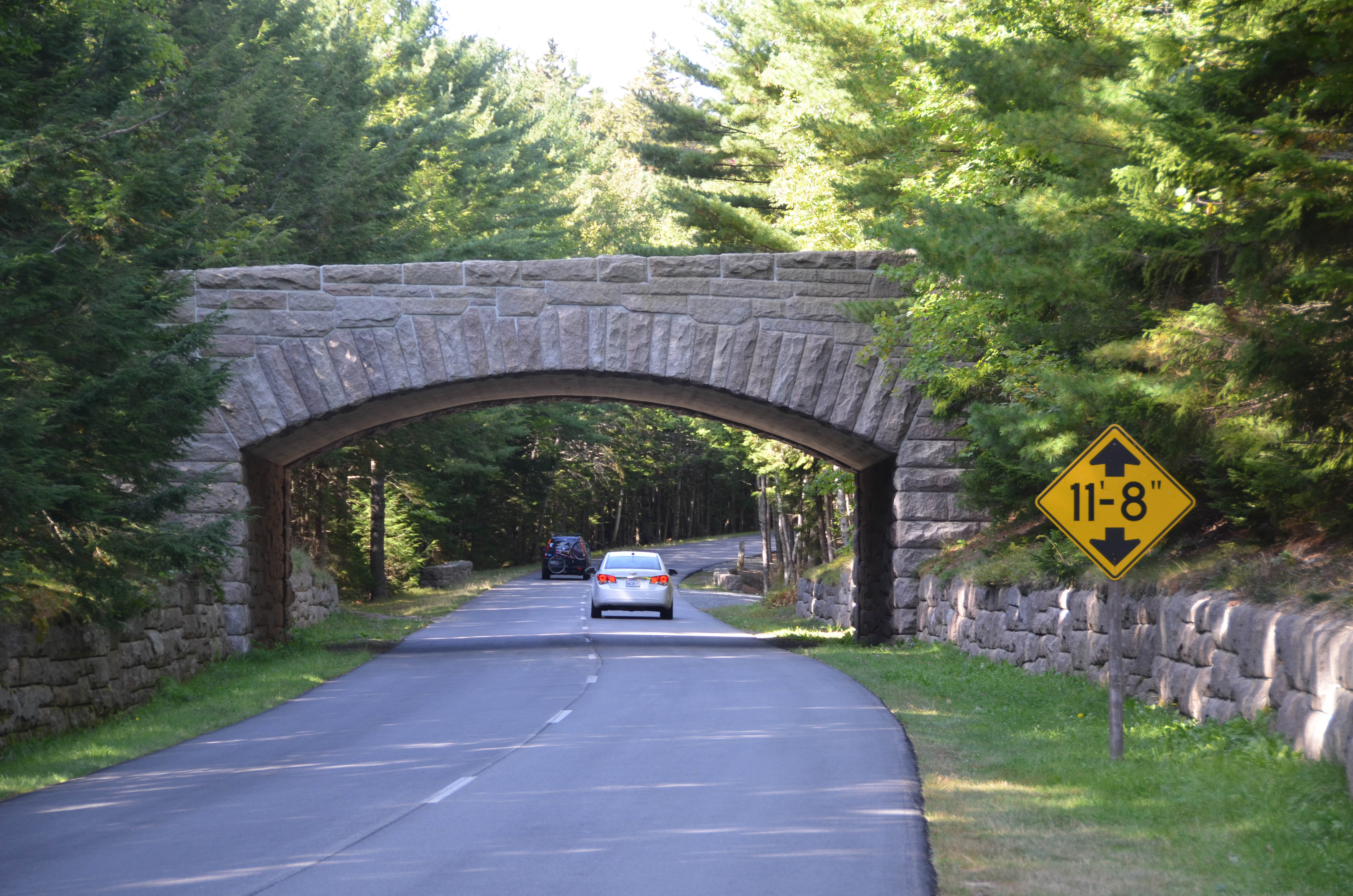 The bridges were built by J.D. Rockefeller for coach roads.